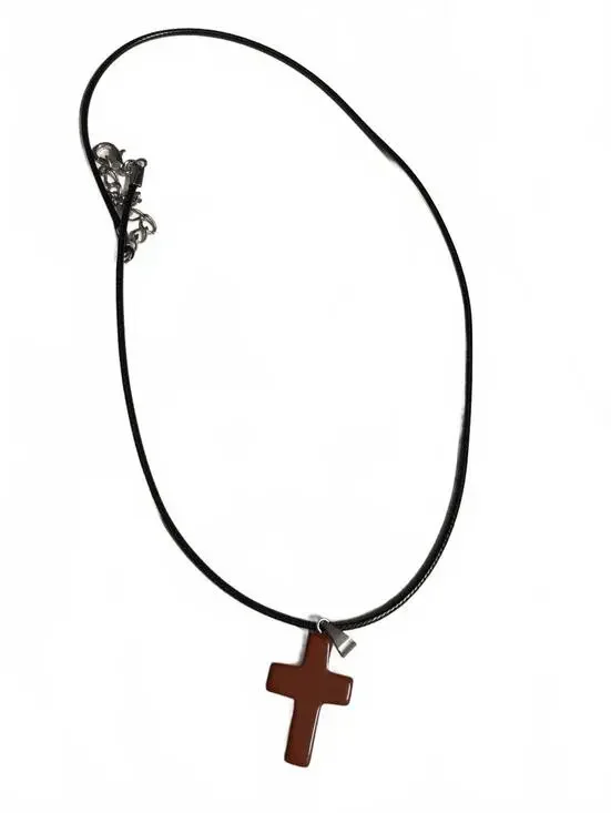 Cross Quartz Crystal Pendant Charm Necklace Unisex Turquoise - Picture 4 of 5